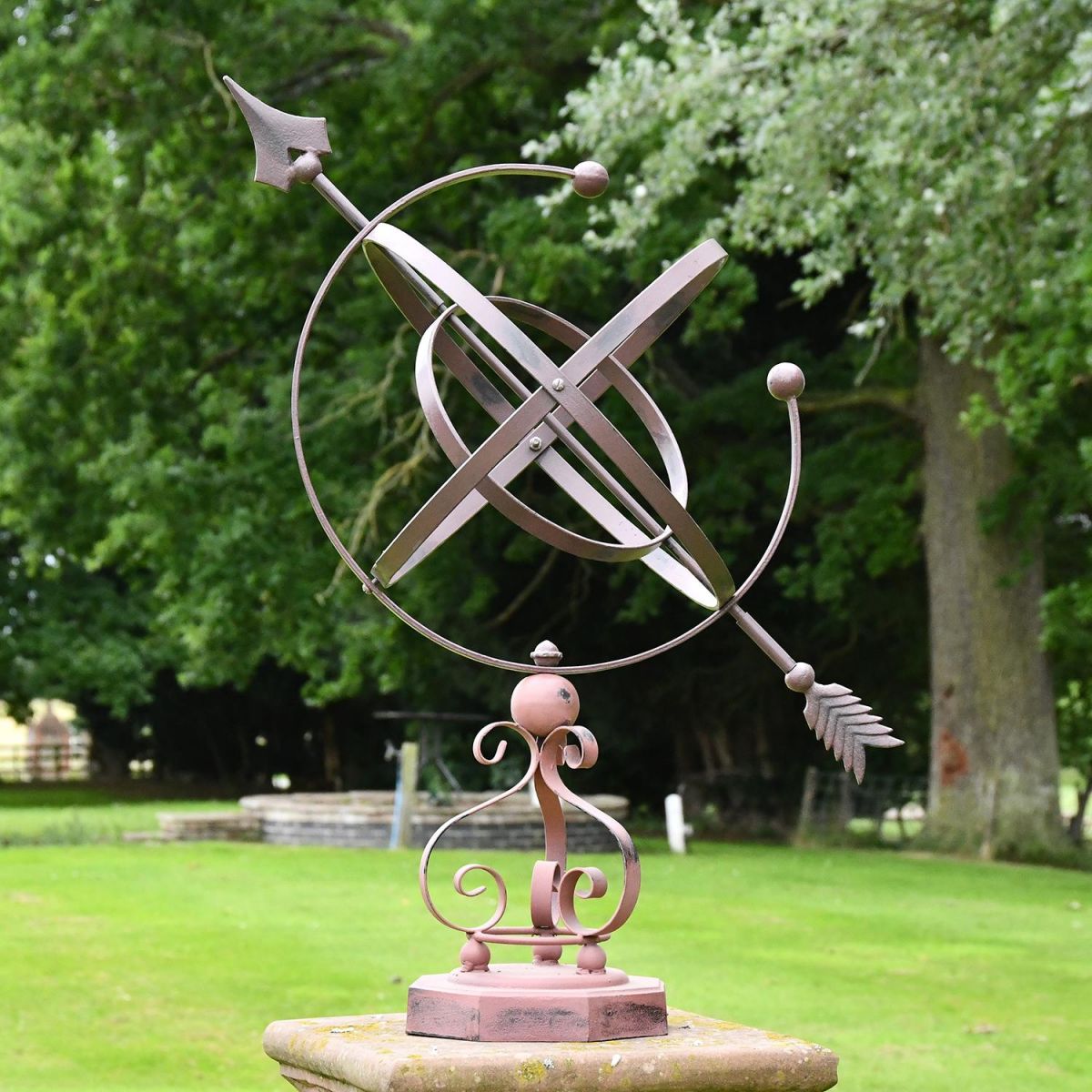 Concordia Armillary Wrought Iron Scroll Design in Situ in the Garden