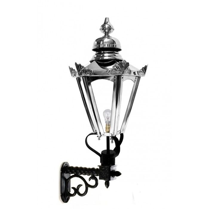 Stainless Steel Hexagonal Concordia Lantern on an Ornate Royale Bracket