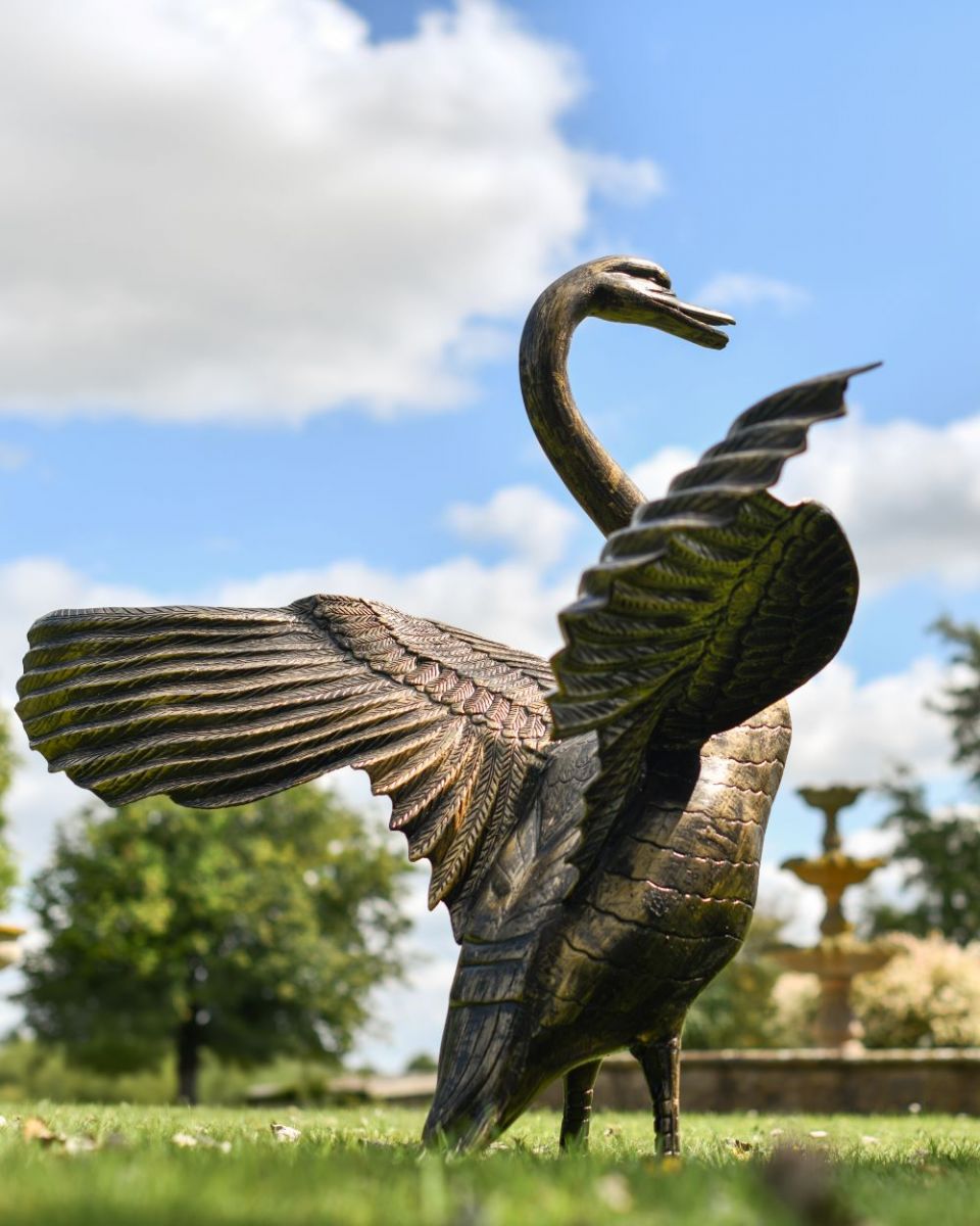 Black and Gold "Conqueror" Swan Sculpture Side
