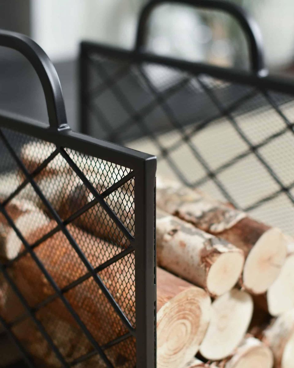 Close-Up of Inside of Contemporary "Diamond" Design Log Holder