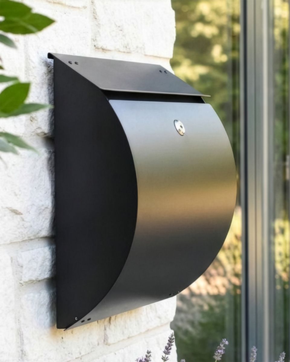 Contemporary "Urban Obsession" Black Wall Mounted Post Box digital illustration