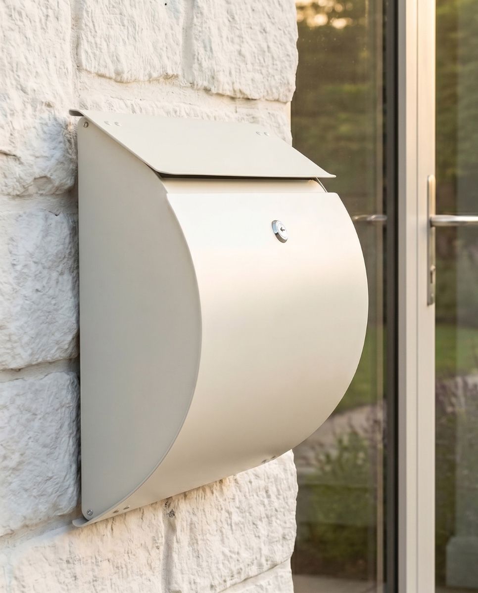 Contemporary "Urban Obsession" Cream Wall Mounted Post Box digital illustration