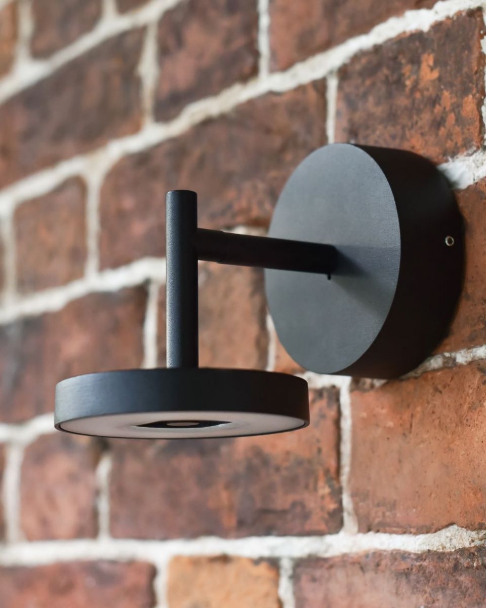 Low Angle Three Quarter View of Adjustable Halo Wall Light