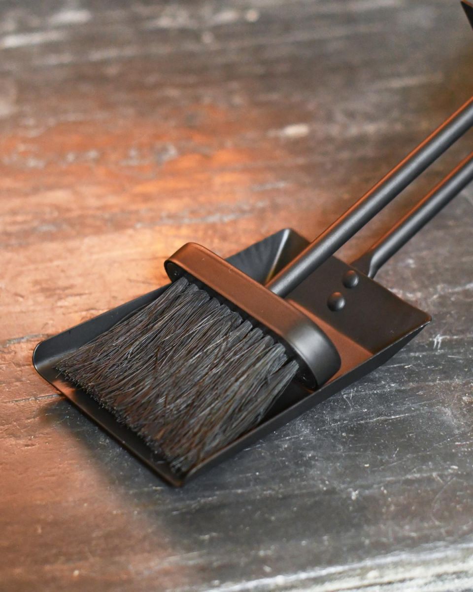 Close-Up of Contemporary Brush and Pan Set with Stand