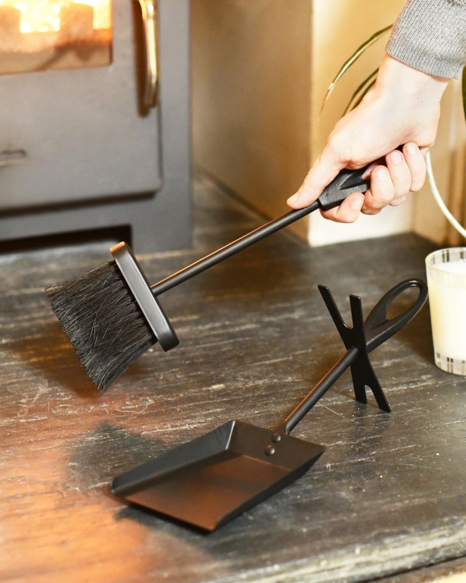 Scale Shot of Contemporary Brush and Pan Set with Stand