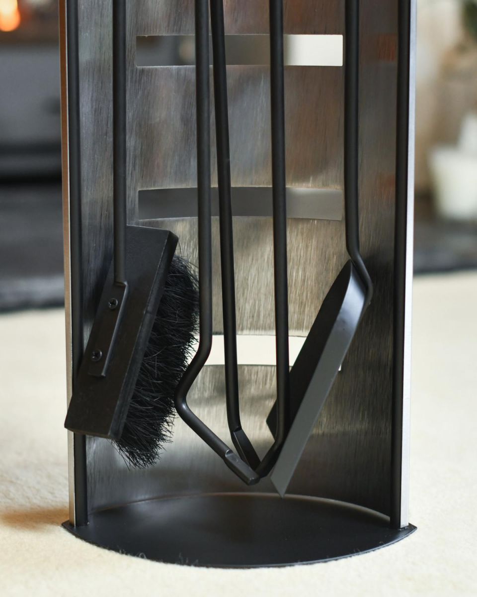 Close Up Of Contemporary Brushed Steel Companion Set Tools Close Up Of Contemporary Brushed Steel Companion Set Tools