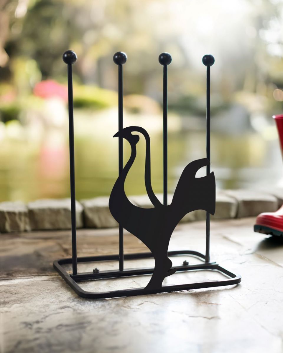 Cockerel boot rack kept outside