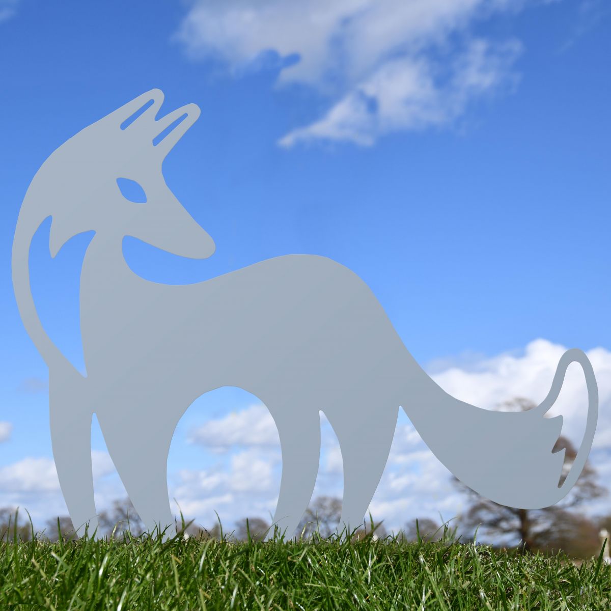 Silver Finish on Contemporary Fox Silhouette  Silver Finish on Contemporary Fox Silhouette
