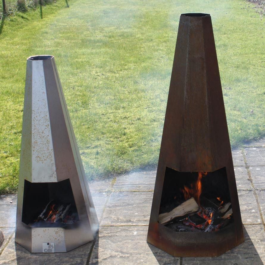 Contemporary Hexagonal Chiminea Available in Two Sizes