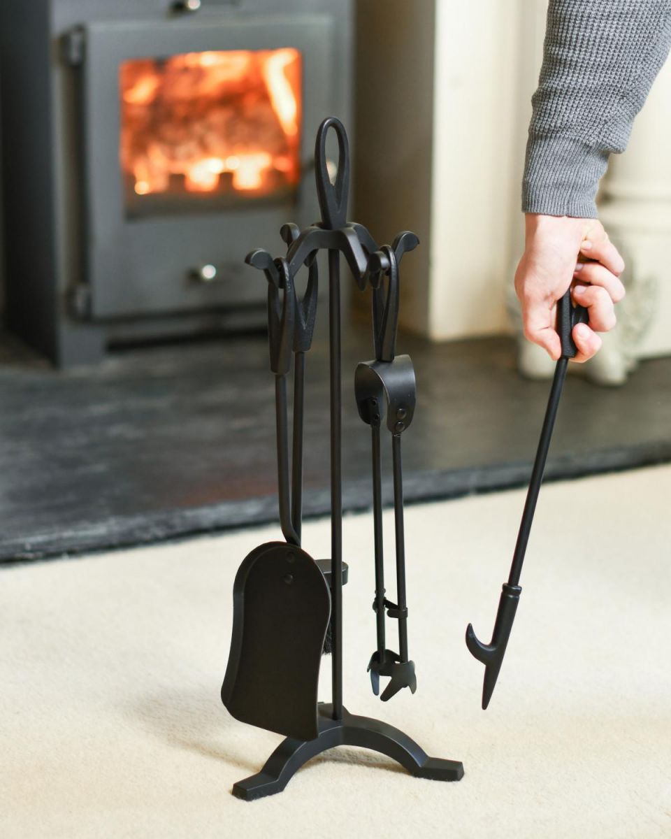 Scale Shot of Contemporary Loop Handle Companion Set in Black 59cm Scale Shot of Contemporary Loop Handle Companion Set in Black 59cm