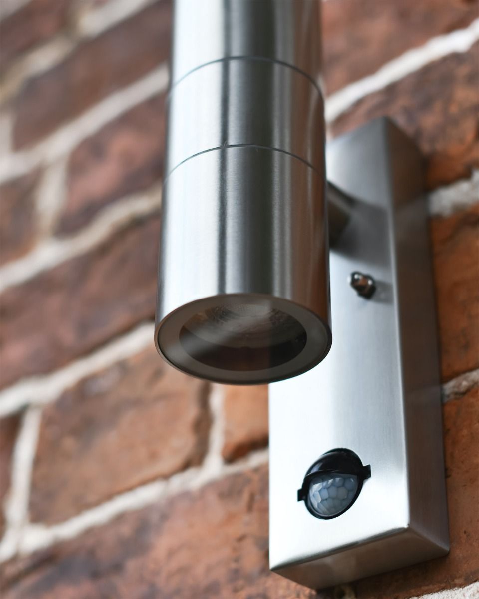 cClose Up Of Contemporary Stainless Steel Downlighter Wall Light cClose Up Of Contemporary Stainless Steel Downlighter Wall Light