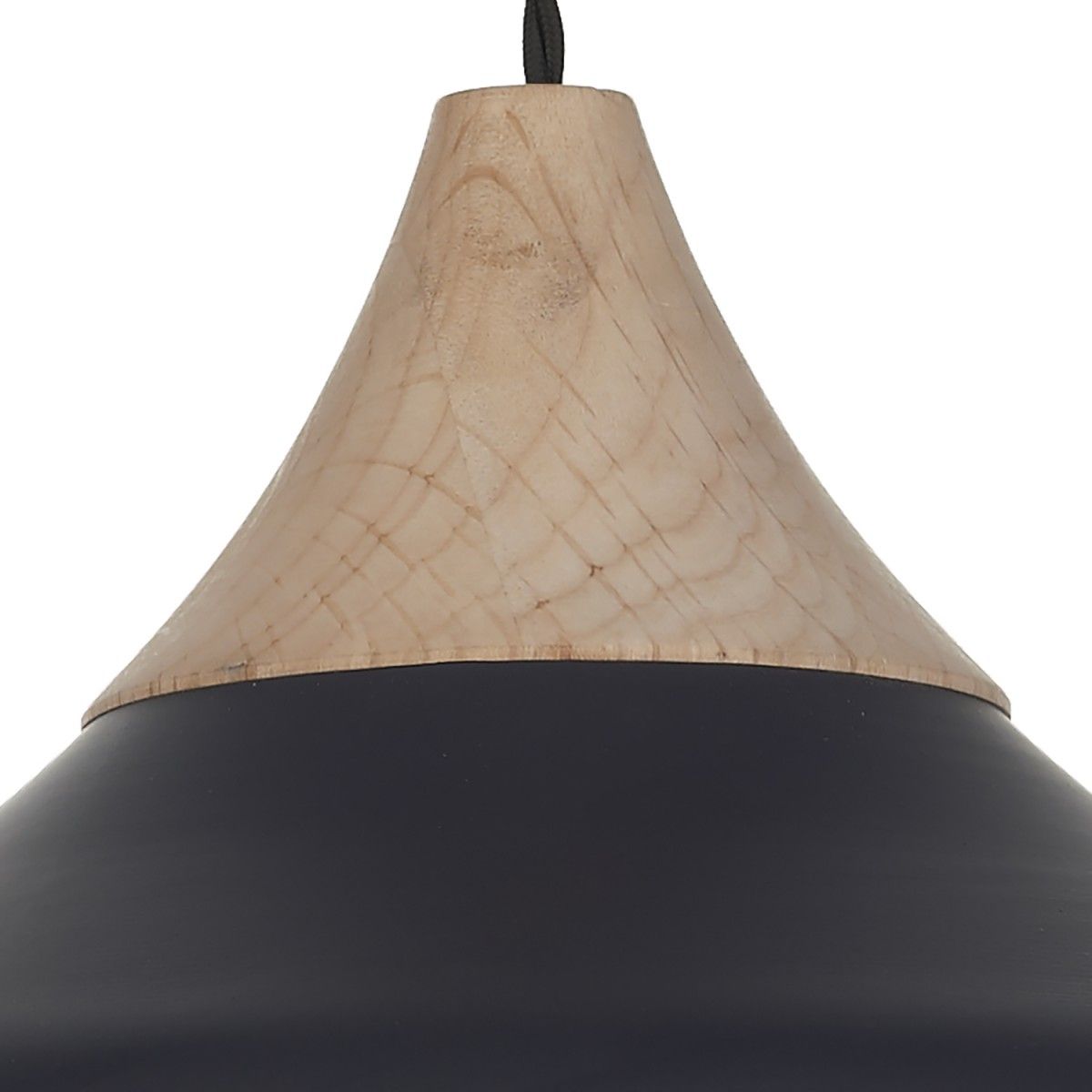 Contemporary Metal Pendant Light with Wooden Detailing