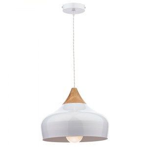 Contemporary Metal Pendant Light with Wooden Detailing