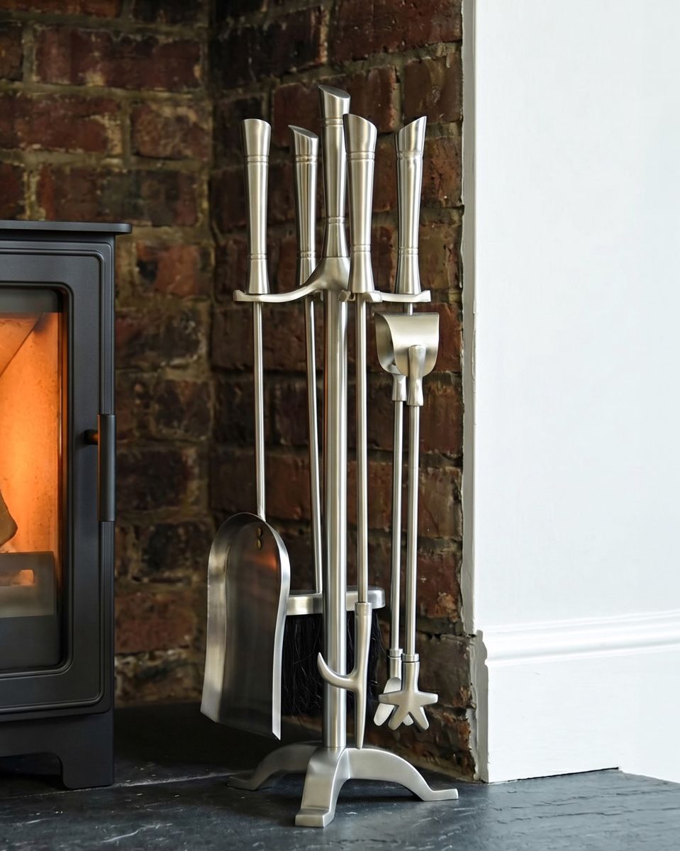 Contemporary Pewter Finish Companion Set 61cm Digital illustration