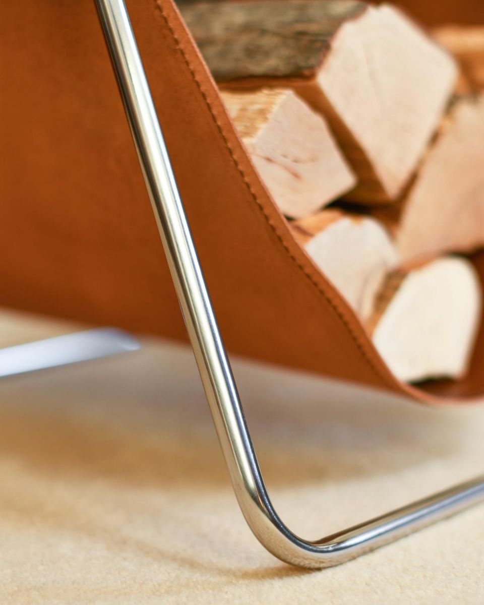 Close-Up of Steel Frame on Log Store