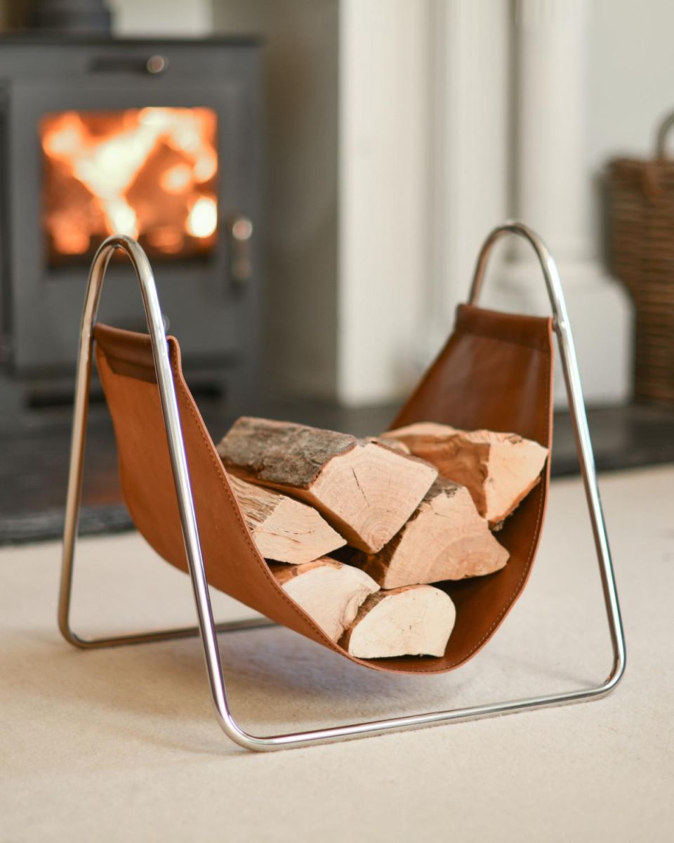 Contemporary Steel "Cradle" Design Log Holder