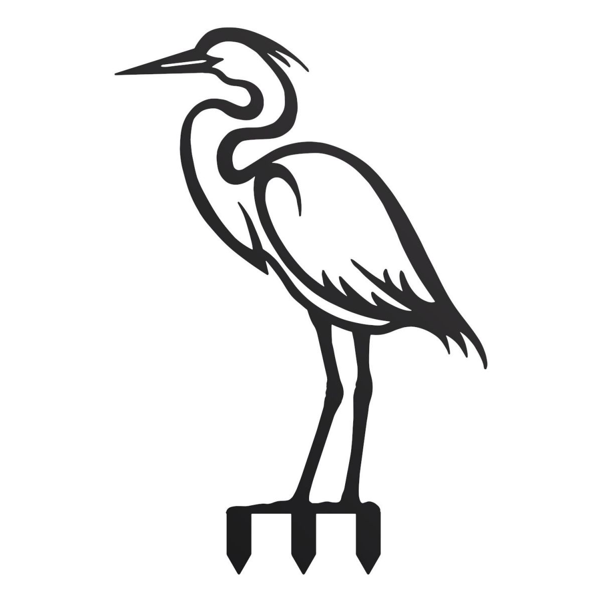 Contemporary Style Heron Sheet Steel Silhouette in Black Finish with Spikes Contemporary Style Heron Sheet Steel Silhouette in Black Finish with Spikes