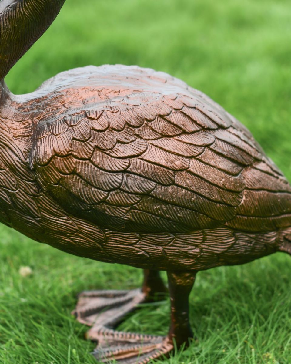 Open Beak Swan Sculpture close up of wing