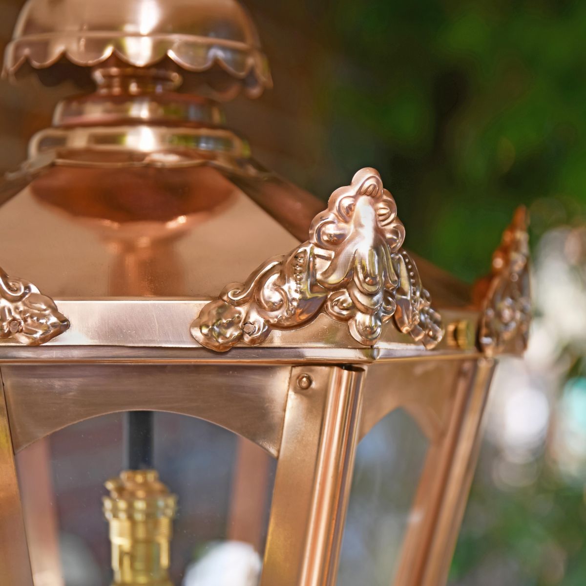 Ornate Finials on the Lid of the Concordia Chain Hanging Porch Light Ornate Finials on the Lid of the Concordia Chain Hanging Porch Light