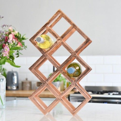 Copper "Geometric" 9 Bottle Wine Rack 