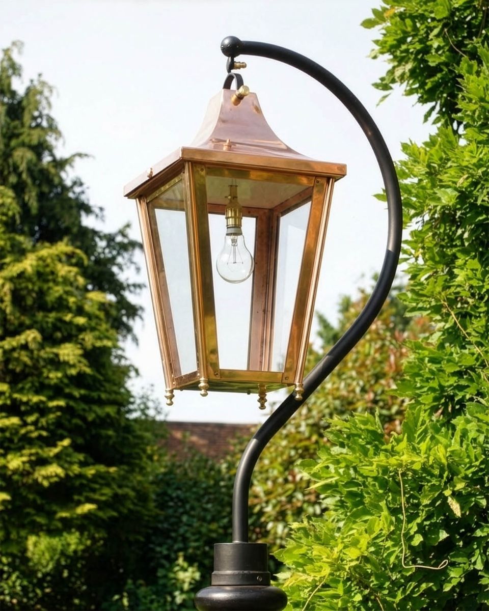 Copper Swan Neck Lantern 84cm Digital Illustration