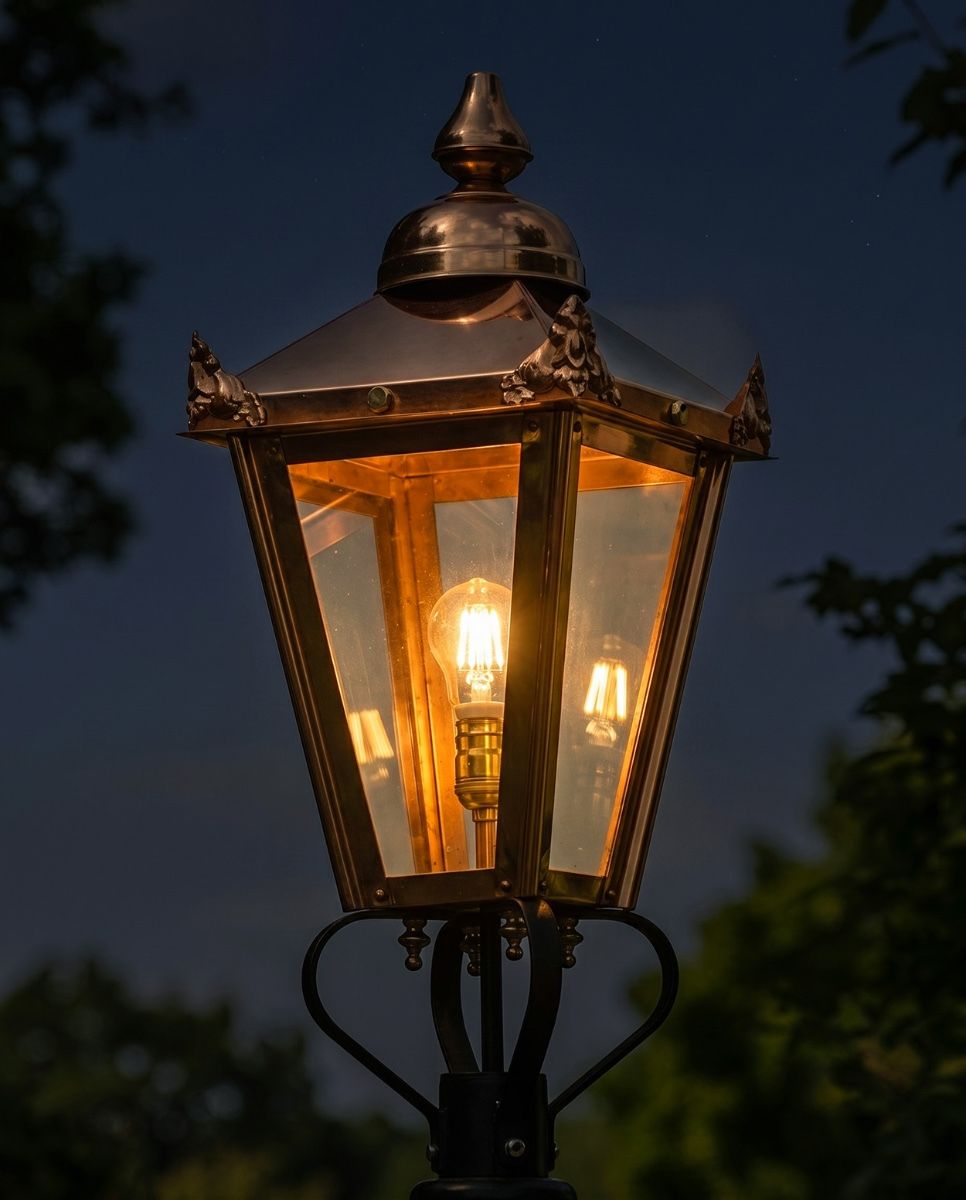 Copper Victorian Lantern 60cm Digital Illustration At Night