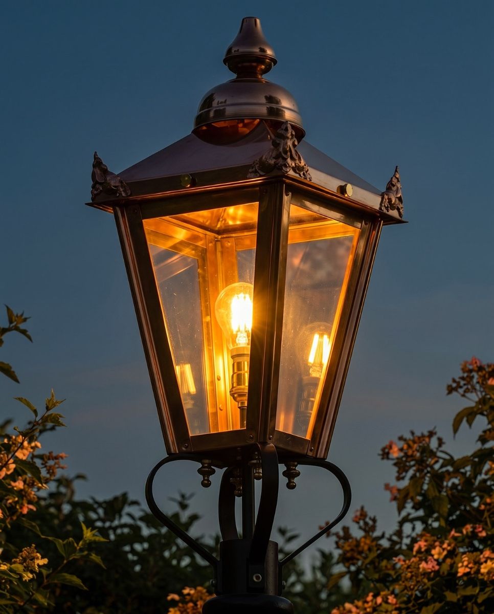 Copper Victorian Lantern 70cm Digital Illustration At Night
