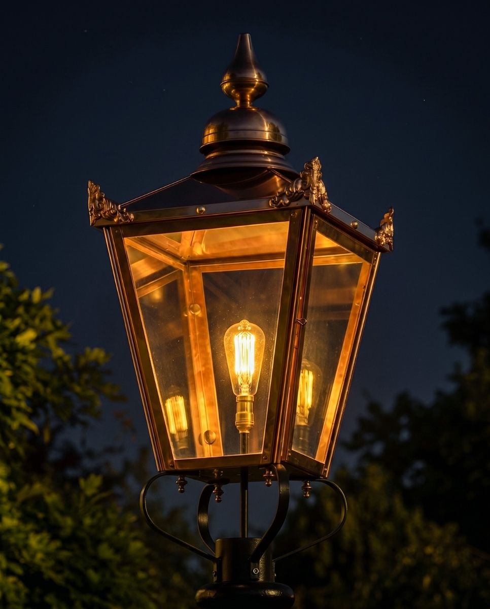 Copper Victorian Lantern 87cm Digital Illustration At Night