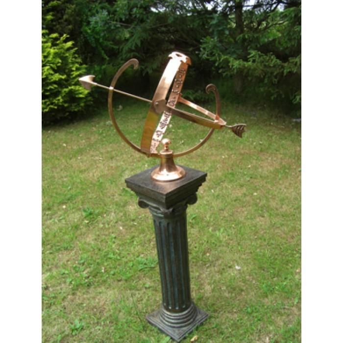 Polished Solid Copper Armillary in Situ on a Plinth Polished Solid Copper Armillary in Situ on a Plinth