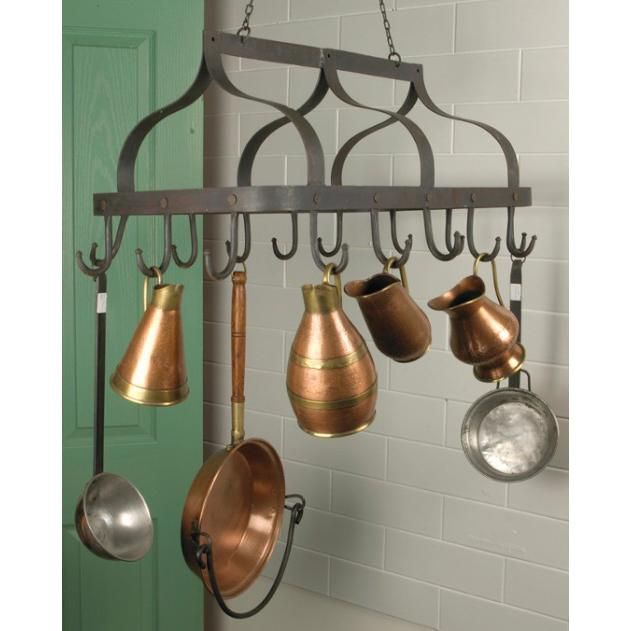 "Ellesmere" Hanging Saucepan Rack in Situ holding Pans