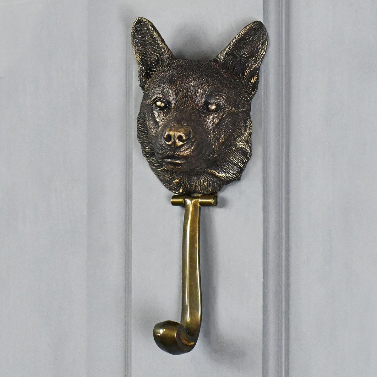 Bronze Finish Corgi Dog Door Knocker