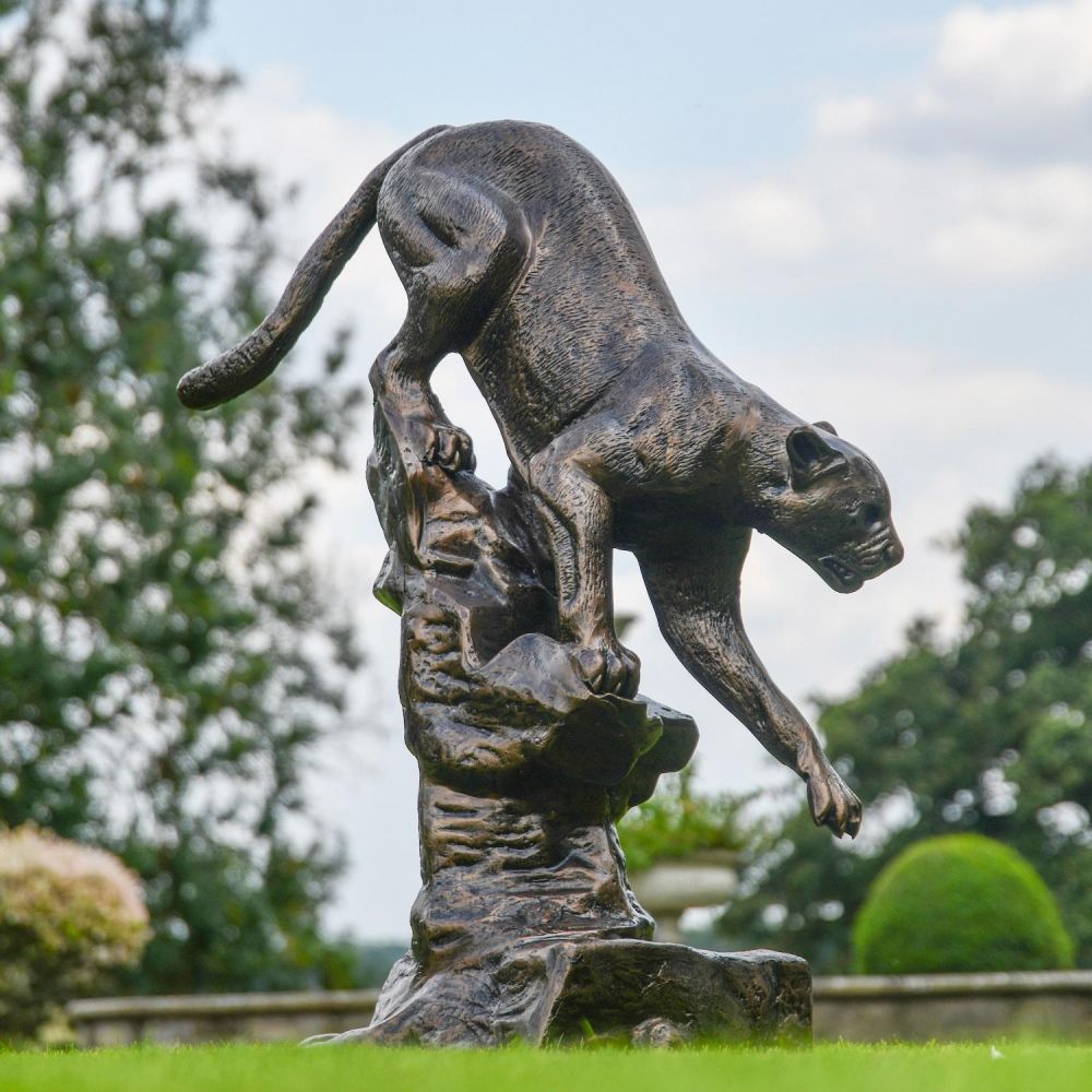Cast Aluminum Cougar Sculpture 
