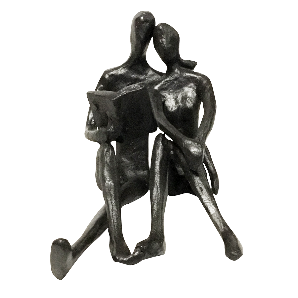 "Couple Reading" Player Indoor Ornament in a Black Finish