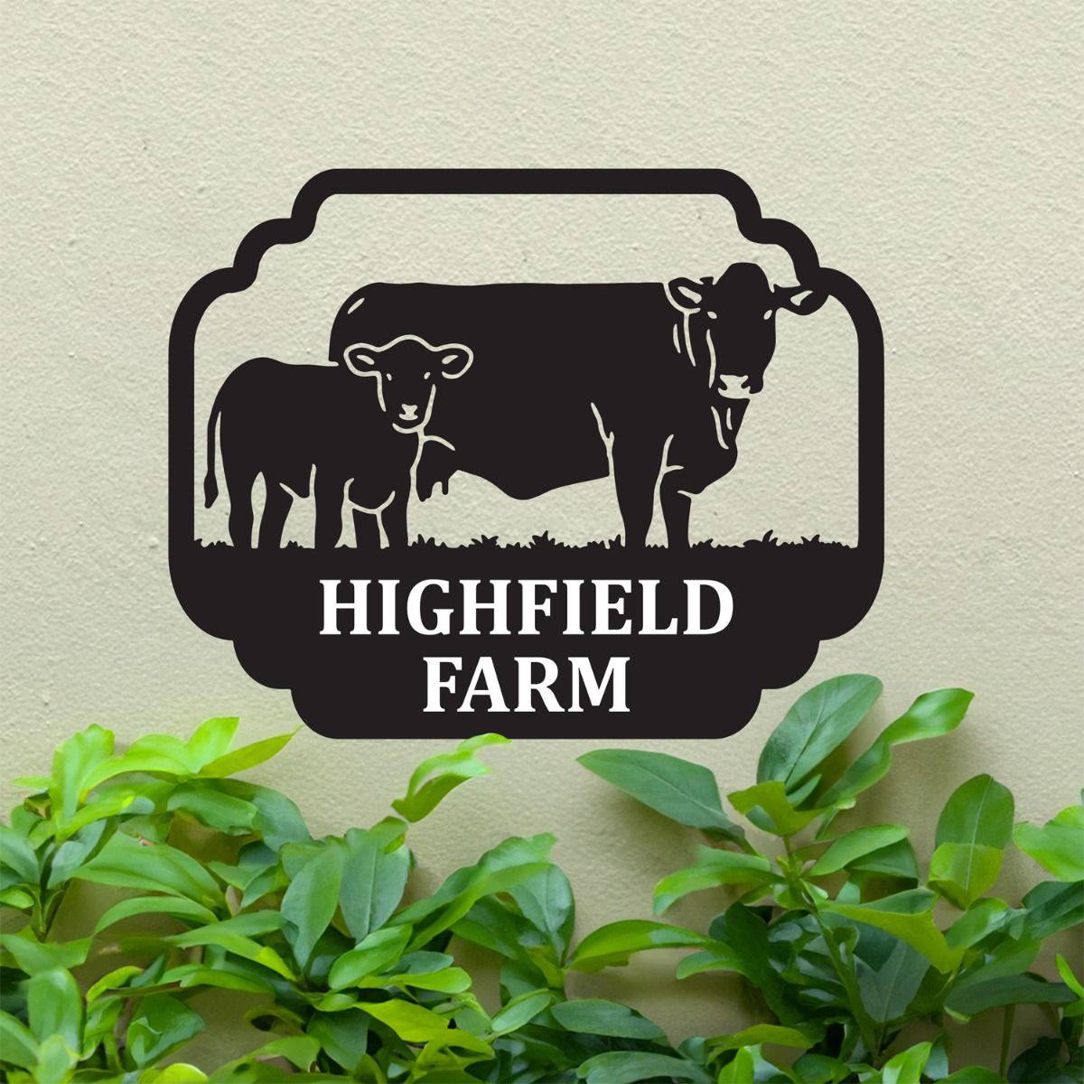 Steel Cow & Calf House Name Sign In Situ 