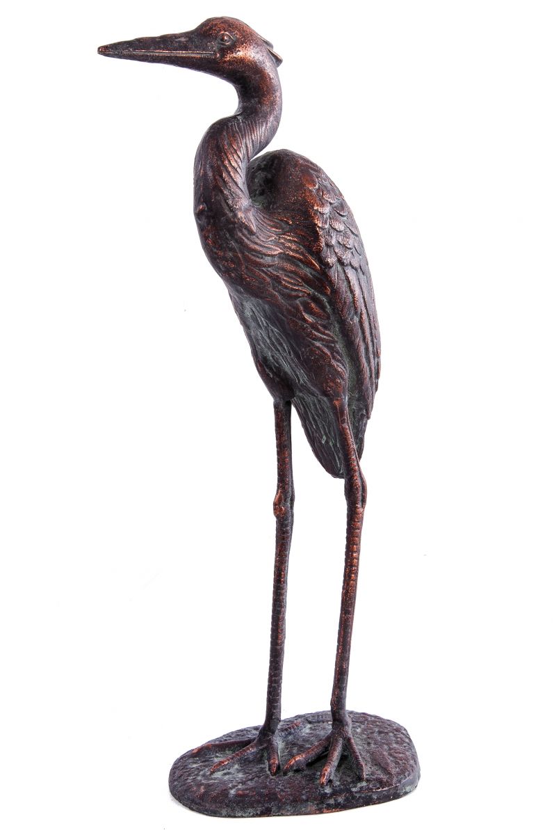 "For Always" Pair of Cast Iron Garden Crane Sculptures