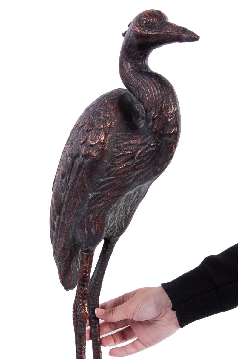 "For Always" Pair of Cast Iron Garden Crane Sculptures