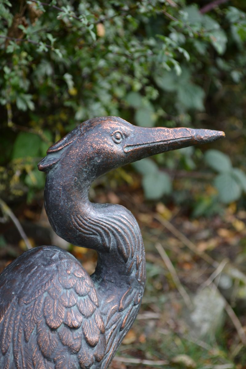 "For Always" Pair of Cast Iron Garden Crane Sculptures