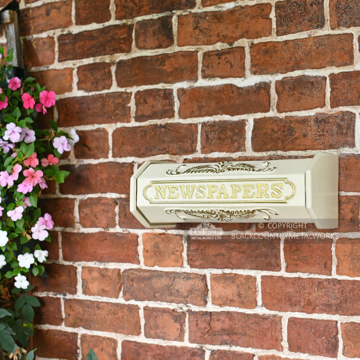 Cream And Gold Wall Mounted Newspaper Tube Cream And Gold Wall Mounted Newspaper Tube