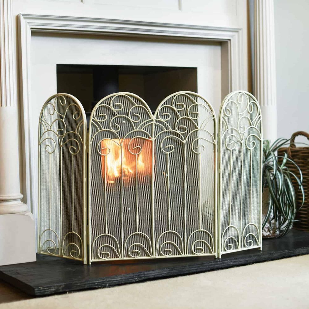 "French Victoriana" Cream Fire Screen "French Victoriana" Cream Fire Screen