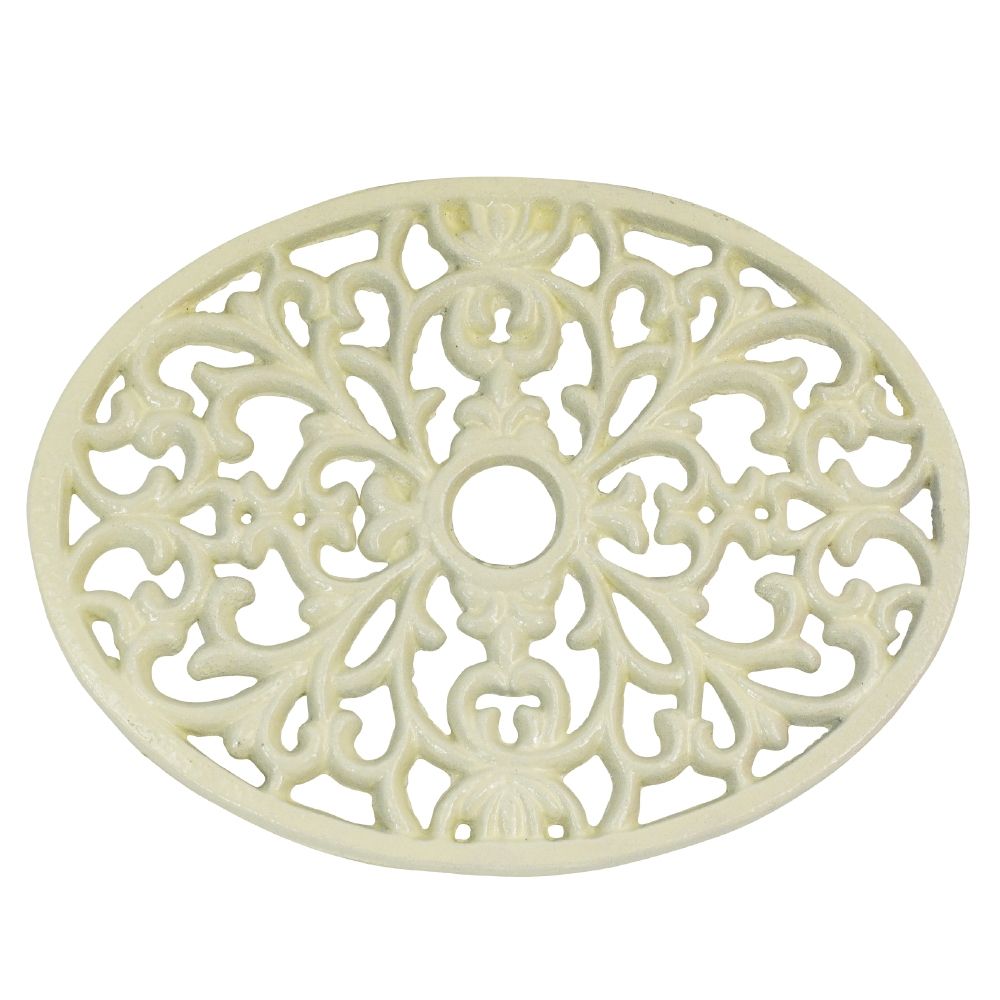 Solid Cast Metal Heavy Duty Trivet Finished In Cream
