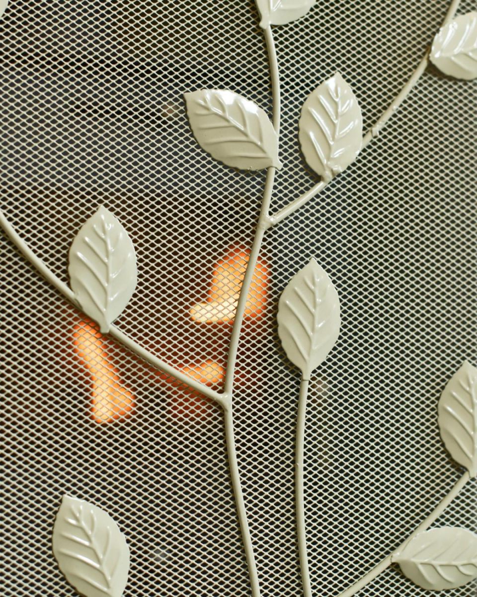 Close-Up of Leaf Pattern in Cream Finish