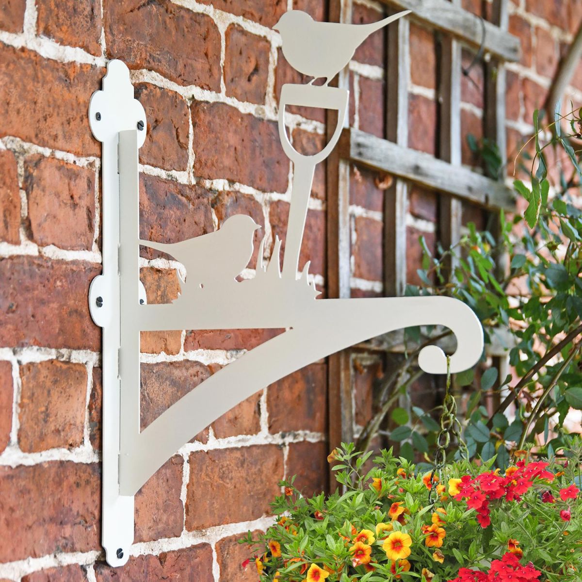 Robin Iron Hanging Basket Bracket in Situ on a Garden Wall