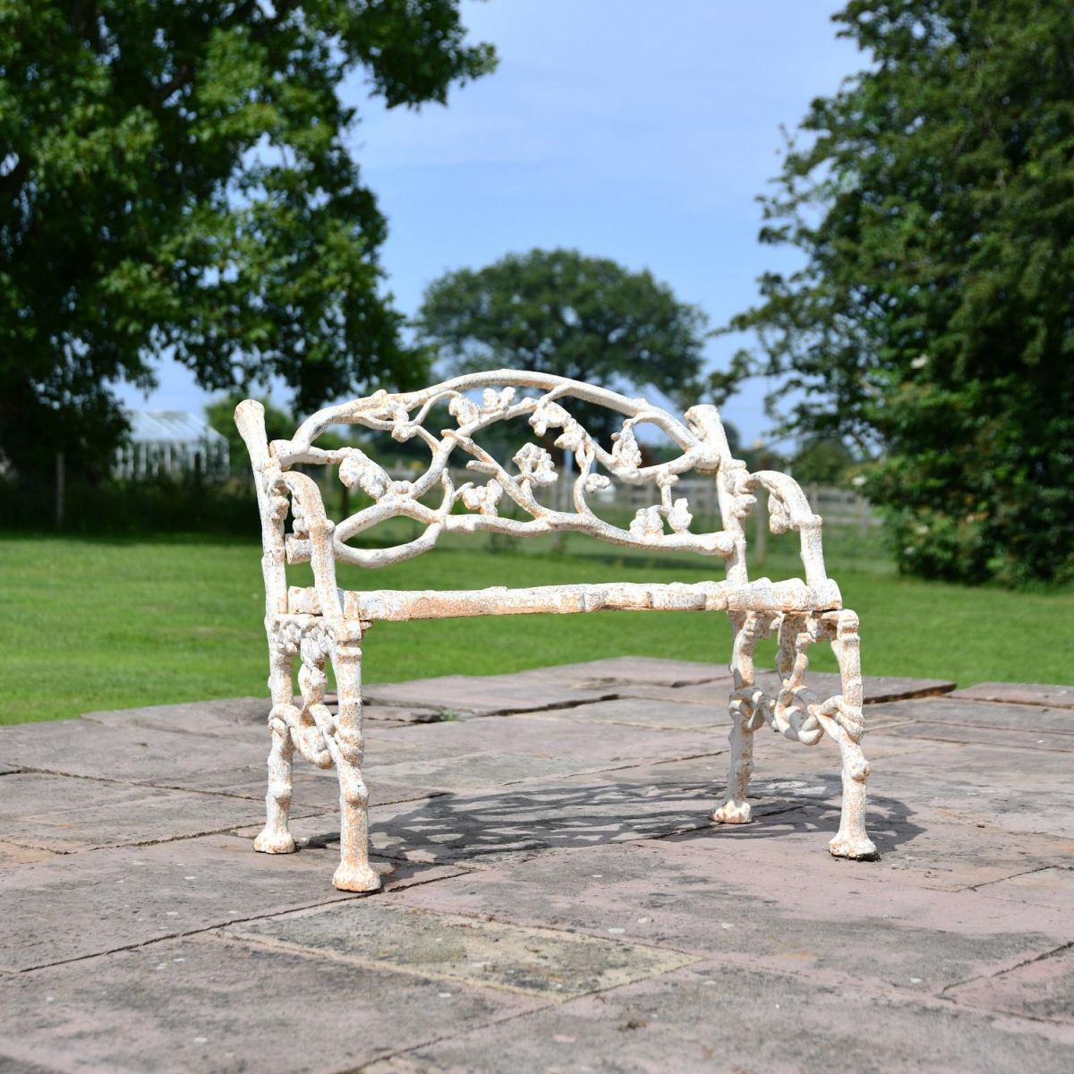 Antique Cream Tree Branch Bench