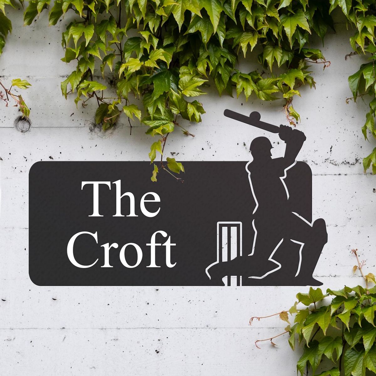 Cricket Player Iron House Name Sign in Situ on the Front of a House