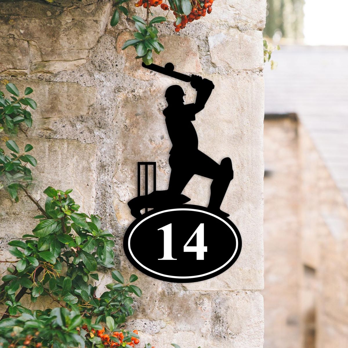 Cricket Player Iron House Number Sign Created Out of Iron Cricket Player Iron House Number Sign Created Out of Iron