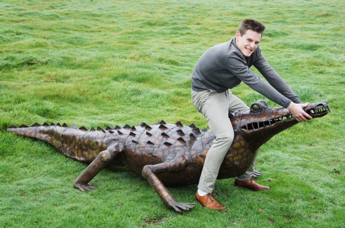 “Tic-Tocadile” Iron Garden Sculpture of an American Crocodile