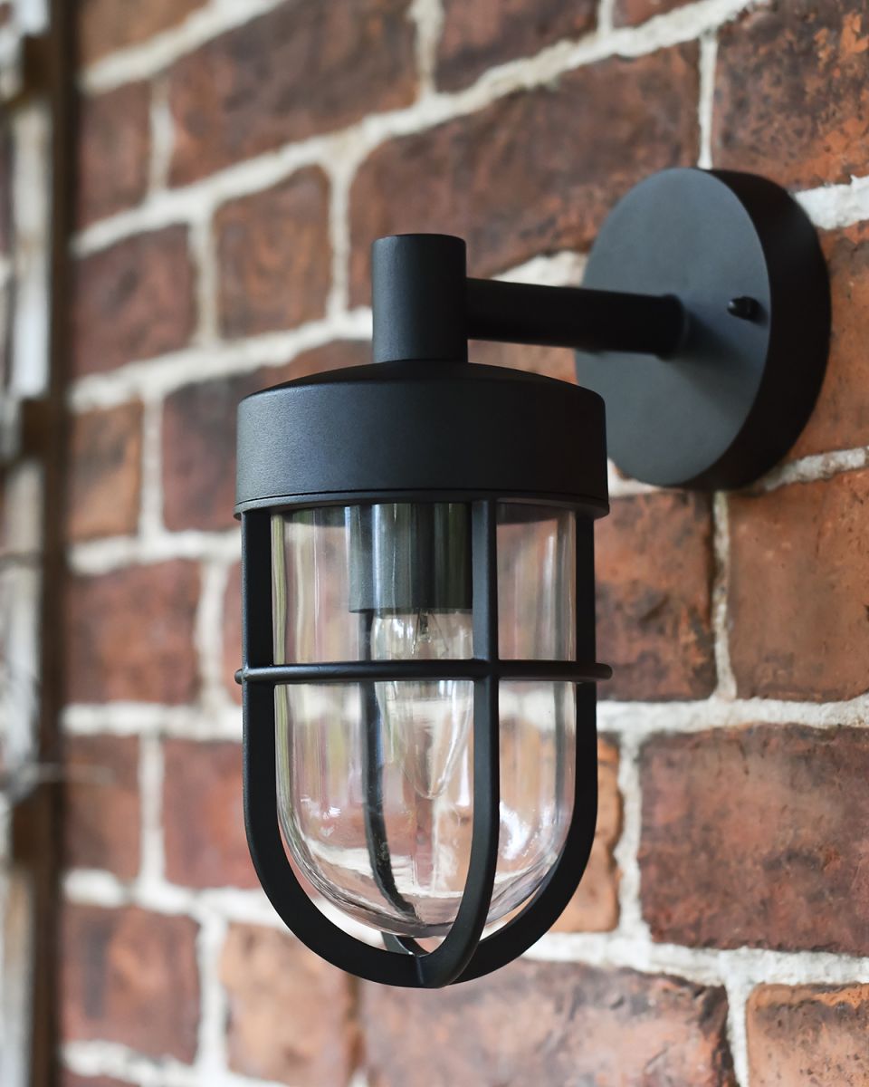 Crofton Caged Garden Wall Light in Situ