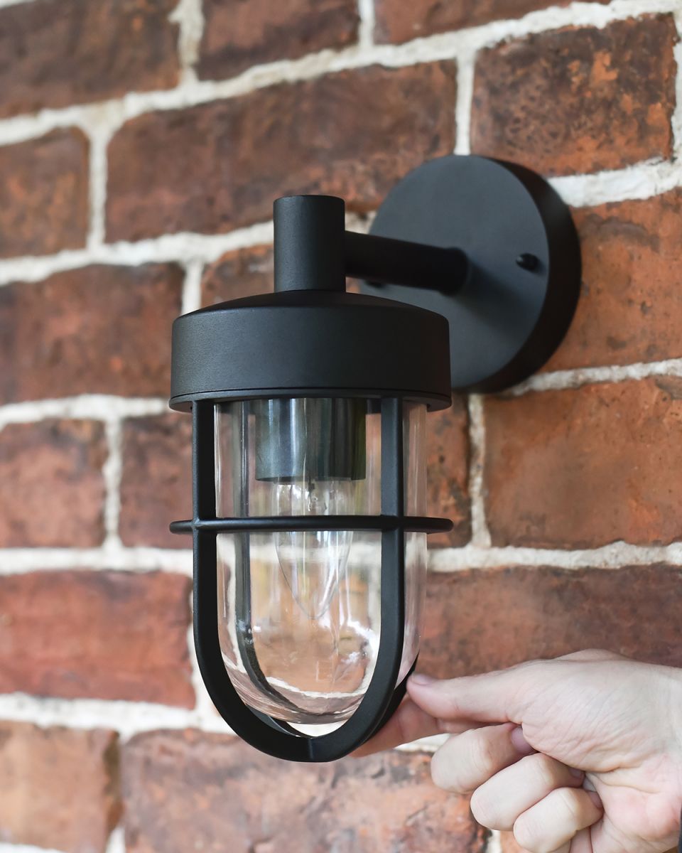 Crofton Caged Garden Wall Light to Scale