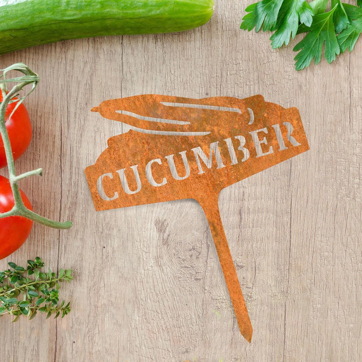 "Cucumber" Vegetable Label Created From Steel