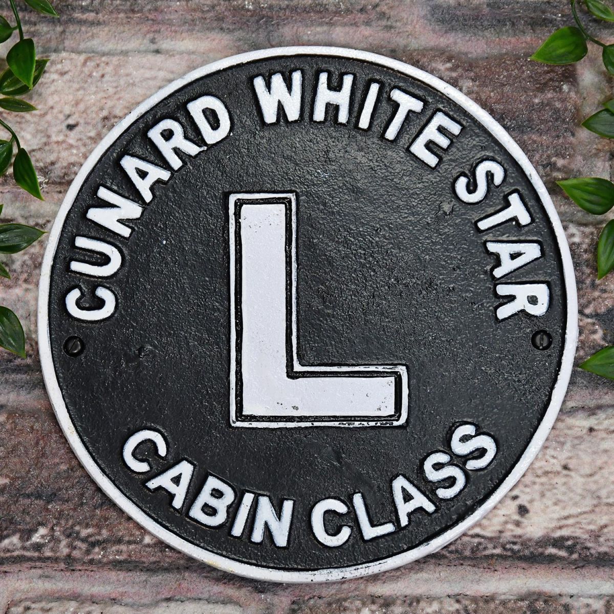 "Cunard White Star" Shipping Line Cast Iron Reproduction Sign in Situ on Brick Wall